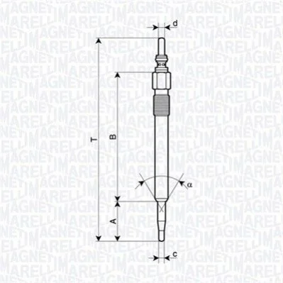 Свеча накаливания 5V, 130.5мм MAGNETI MARELLI 062900128304 (фото 1)