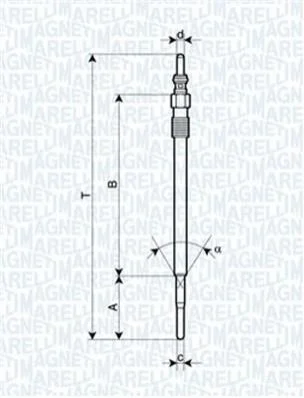 Свеча накаливания 4,4V, 156.4мм MAGNETI MARELLI UY10A (фото 1)
