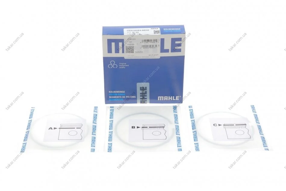Кольцо поршневое на 1 цилиндр, комплект. MAHLE / KNECHT 001 36 N2 (фото 1)