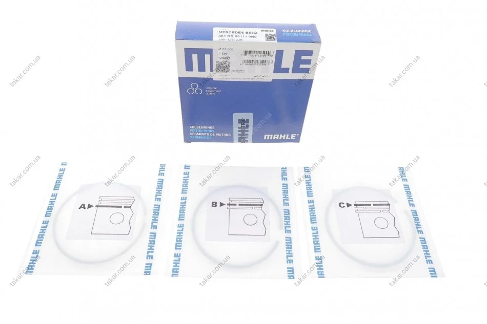 Кільце поршневе на 1 циліндр, комплект. MAHLE / KNECHT 001RS001110N0 (фото 1)