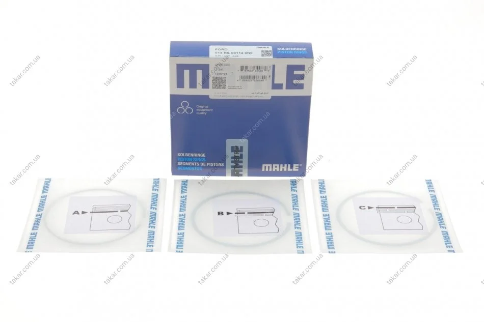 Кільце поршневе на 1 циліндр, комплект. MAHLE / KNECHT 013 RS 00114 0N0 (фото 1)