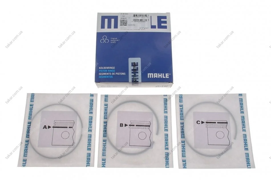 Кольцо поршневое на 1 цилиндр, комплект. MAHLE / KNECHT 013RS001140N2 (фото 1)