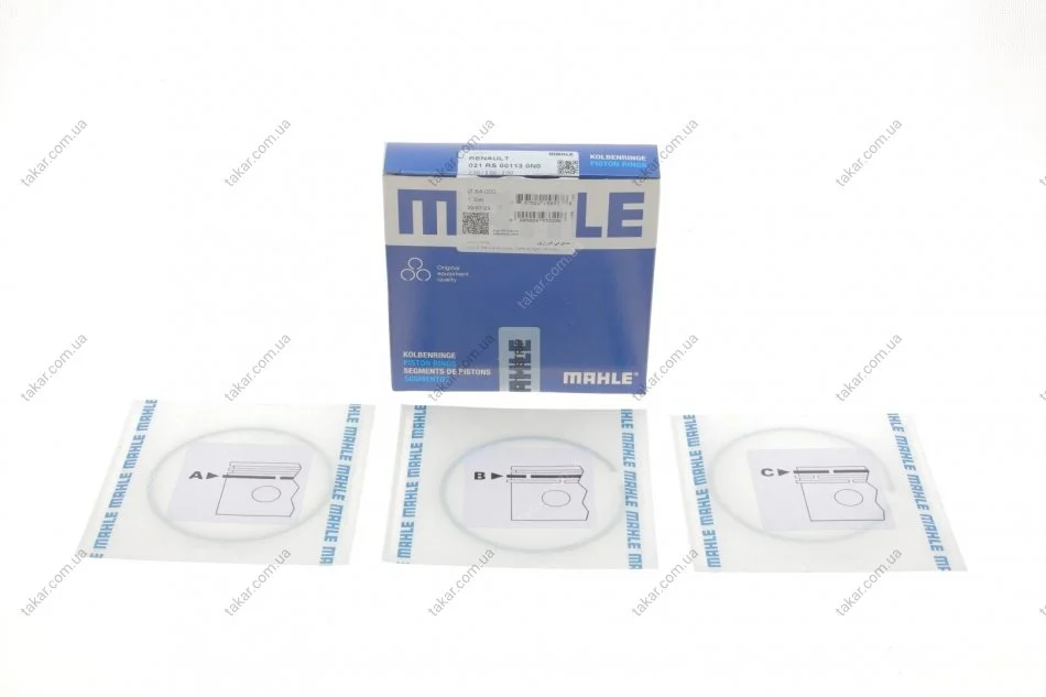 Кольцо поршневое на 1 цилиндр, комплект. MAHLE / KNECHT 021 RS 00113 0N0 (фото 1)