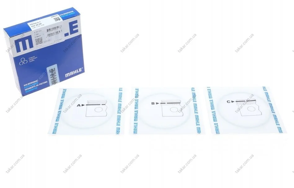 Кольцо поршневое на 1 цилиндр, комплект. MAHLE / KNECHT 022 26 N0 (фото 1)