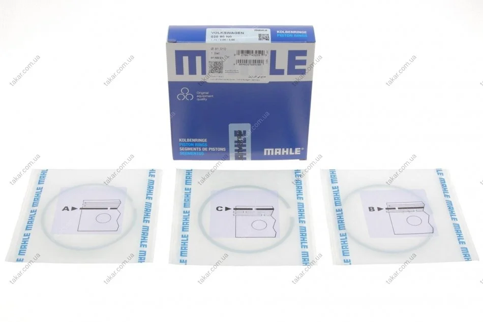 Кільце поршневе на 1 циліндр, комплект. MAHLE / KNECHT 030 90 N0 (фото 1)