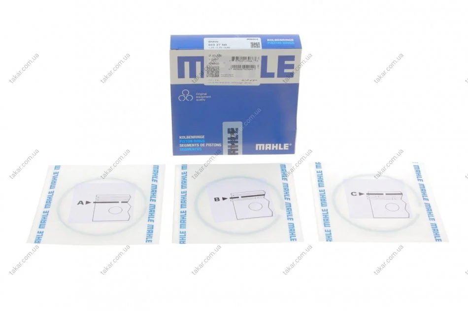 Кільце поршневе на 1 циліндр, комплект. MAHLE / KNECHT 08327N0 (фото 1)