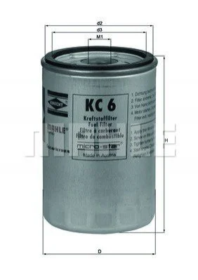 Паливний фільтр, що накручується, дизель MAHLE / KNECHT KC6 (фото 1)