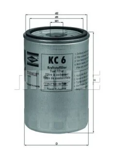 Паливний фільтр, що накручується, дизель MAHLE / KNECHT KC6
