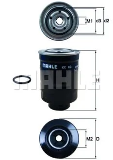 Паливний фільтр, що накручується, дизель MAHLE / KNECHT KC83