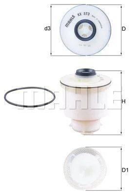 Топливный фильтр-патрон дизель MAHLE / KNECHT KX573D (фото 1)
