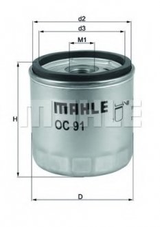 Масляный фильтр Mahle MAHLE / KNECHT OC91D1