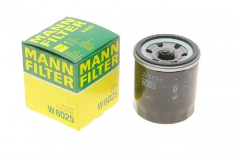 Фильтр масляный двигателя RENAULT DUSTER 1.6 Sce 15-, SCENIC III 2.0 09- (выр-во) MANN W6025 (фото 1)