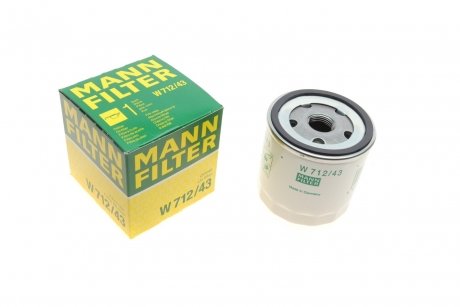 Фільтр масляний двигуна (вир-во) MANN W712/43 (фото 1)