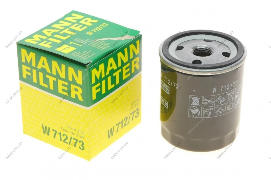 Масляний фільтр гвинт накручуваний MANN W712/73 (фото 1)