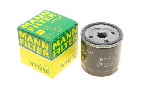 Фільтр масляний двигуна (вир-во) MANN W712/83 (фото 1)
