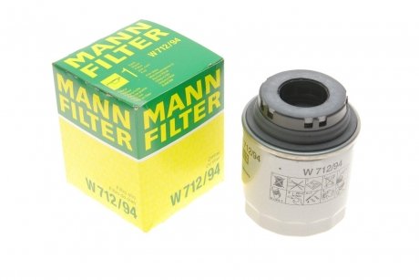 Фільтр масляний двигуна VAG 1.2-1.4 TSI 07- (вир-во) MANN W712/94 (фото 1)