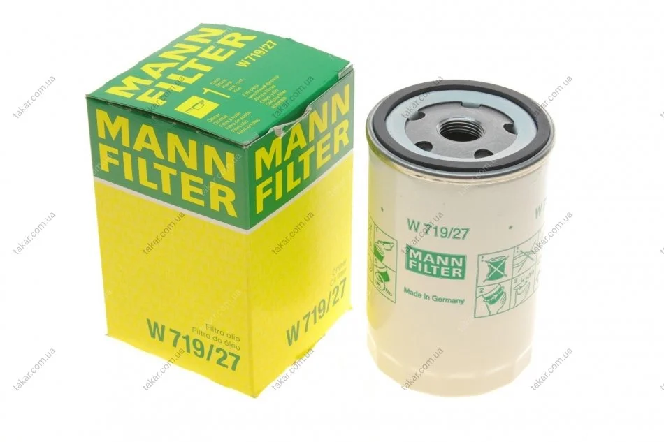Масляний фільтр гвинт накручуваний MANN W719/27 (фото 1)