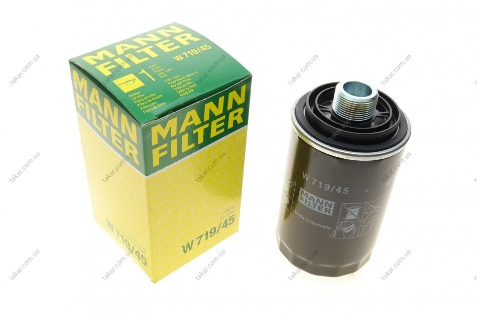 Масляний фільтр гвинт накручуваний MANN W719/45 (фото 1)