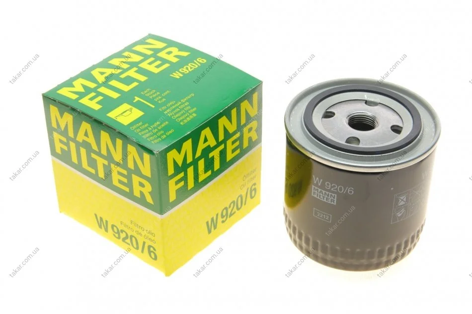 Масляний фільтр гвинт накручуваний MANN W920/6 (фото 1)