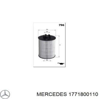 Масляний фільтр картридж патрон MERCEDES-BENZ 1771800110