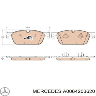 Гальмівні дискові колодки, комплект MERCEDES-BENZ A0064203620