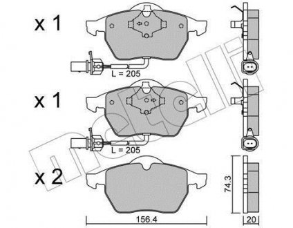 Комплект гальмівних колодок (дискових) Metelli 22-0181-3 (фото 1)