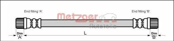 Тормозной шланг 260 мм METZGER 4111152 (фото 1)