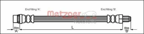 Тормозной шланг 284 мм METZGER 4114638