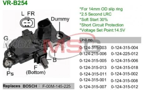 Регулятор напруги 145V MOBILETRON VRB254
