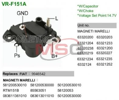Регулятор напряжения 144V MOBILETRON VRF151A