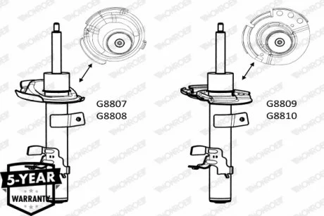 Амортизационная стойка газомасляная двухтрубная передняя левая MONROE G8810