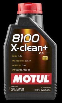 Олива моторна 8100 X-Clean+ 5W-30, 1л. MOTUL 106376 (фото 1)