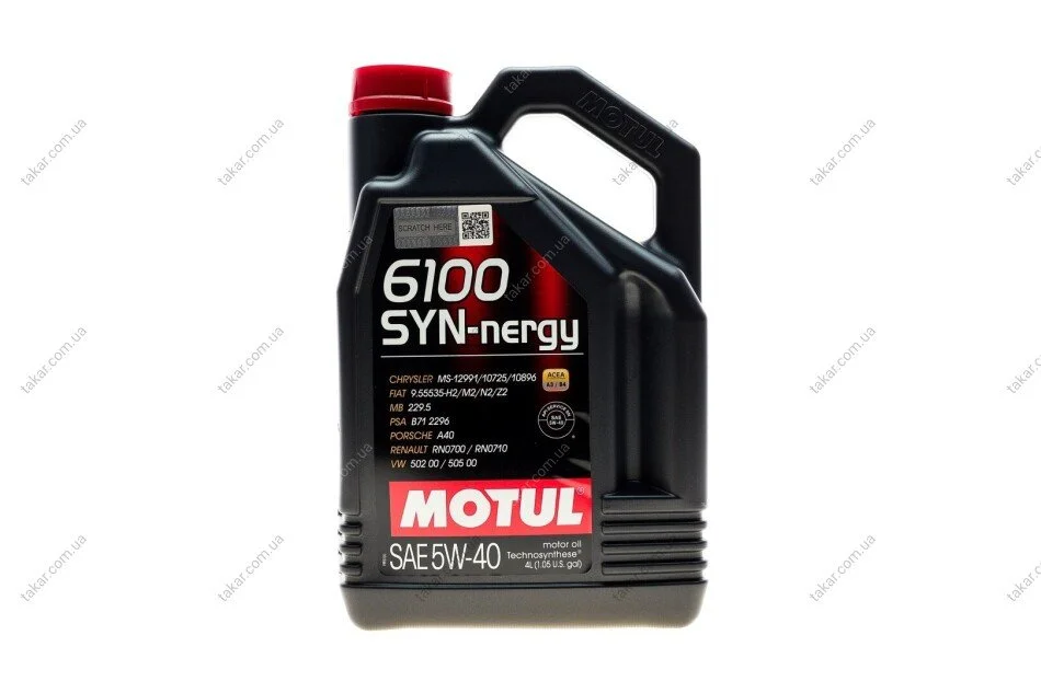 Масло 6100 Syn-nergy SAE 5W40 4 L MOTUL 368350 (фото 1)