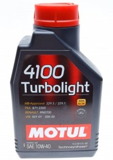 Моторное масло 4100T-light SAE 10W40 1L MOTUL 387601 (фото 1)