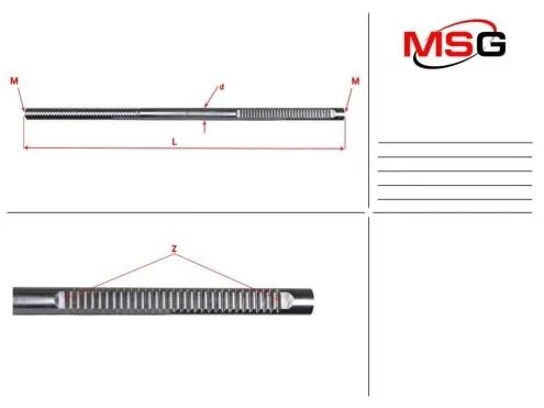 Шток рульової рейки з ЕПК MSG BW410.NLR0.C (фото 1)