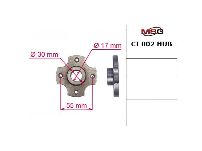Ступиця шківа насоса гідропідсилювача керма MSG CI002HUB (фото 1)