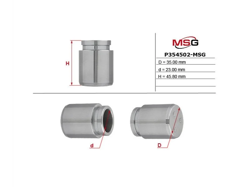 Поршень гальмівного супорту PEUGEOT 4008 12-17; NISSAN Qashqai 07-14; MITSUBISHI Lancer X 07-; CITROEN C4 AirCross 12-17; JEEP Compass 06-16; SUBARU Impreza 92-01; DODGE Caliber 06-12; CHRYSLER Sebring 06-10; LANCIA Lybra 99-05 MSG P354502-MSG (фото 1)