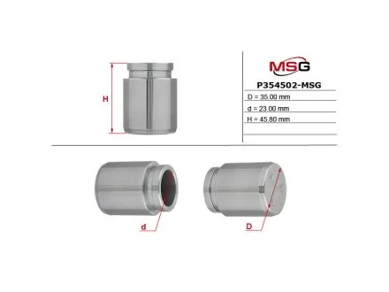 Поршень тормозного суппорта PEUGEOT 4008 12-17; NISSAN Qashqai 07-14; MITSUBISHI Lancer X 07-; CITROEN C4 AirCross 12-17; JEEP Compass 06-16; SUBARU Impreza 92-01; DODGE Caliber 06-12; CHRYSLER Sebring 06-10; LANCIA Lybra 99-05 MSG P354502-MSG