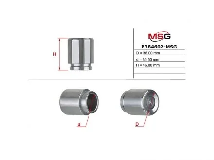 Поршень тормозного суппорта TOYOTA Highlander 07-13; PEUGEOT 4007 07-12; NISSAN Leaf 10-17, Leaf 18-; MITSUBISHI Lancer X 07-, Lancer IX 03-11, Outlander 02-07, Outlander 07-12; CITROEN C-Crosser 07-12; SUBARU Impreza 07-11, Impreza 00-07, Legacy 03- MSG P384602-MSG