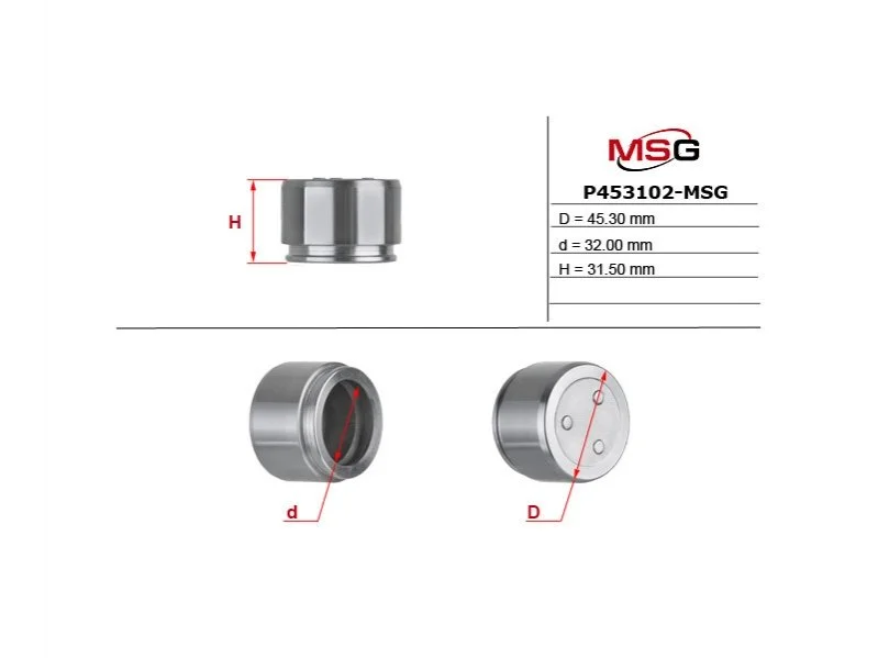Поршень гальмівного супорту TOYOTA Land Cruiser Prado 120 03-09, FJ Cruiser 06-16, Land Cruiser 100 98-07, Hilux 15-, Hilux 05-16, Land Cruiser Prado 90 96-02, 4Runner 96-02; MITSUBISHI Pajero 07-21; LEXUS GX 02-09, LX470 98-07 MSG P453102-MSG (фото 1)