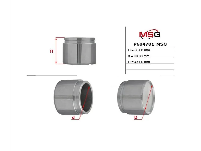 Поршень гальмівного супорту NISSAN Qashqai 07-14, X-Trail T32 14-21, Qashqai 14-22, Rogue T32 13-20, X-Trail T31 07-14; MAZDA CX-5 12-17, CX-5 17- MSG P604701-MSG (фото 1)