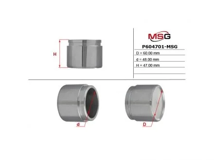 Поршень тормозного суппорта NISSAN Qashqai 07-14, X-Trail T32 14-21, Qashqai 14-22, Rogue T32 13-20, X-Trail T31 07-14; MAZDA CX-5 12-17, CX-5 17- MSG P604701-MSG