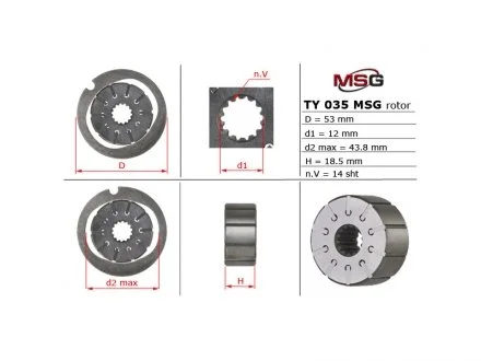 Ротор, статор и пластины насоса ГУР MSG TY035ROTOR