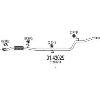 Промежуточная труба выхл. системы MTS 01.43029