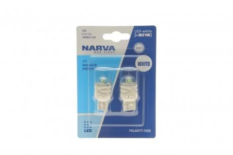 Лампа светодиодная W21W white LED Range Performance 2,2W W3x16d (блистер 2шт) (пр-во Narva) NARVA 180844100