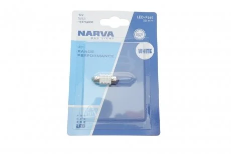 Лампа светодиодная LED FESTOON С5W Range Performance 0,8W SV8.5 (30мм) (пр-во Narva) NARVA 181704000
