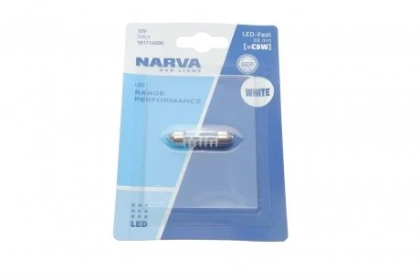Лампа светодиодная LED FESTOON С5W Range Performance 0,6W SV8.5 (38мм) (пр-во Narva) NARVA 181714000