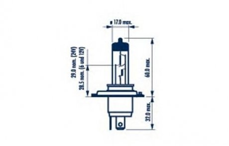 Лампа накаливания H4 12V 60/55W P43t STANDARD blister 1шт (выр-во) NARVA 48881B1