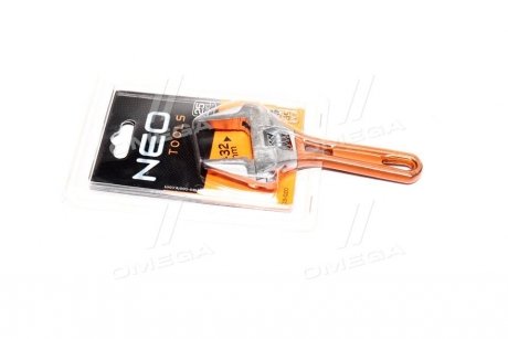 Разводной ключ короткий 139 мм, рабочий диапазон 0-32 мм.. Neo 03-020