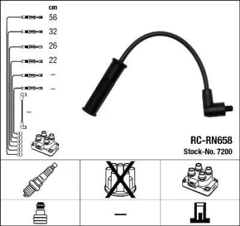 Комплект кабелiв запалювання NGK 7200